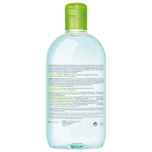 Bioderma - Sébium H2O - Micellar Water - Facial Cleanser and Makeup Remover - Face Cleanser for Combination to Oily Skin