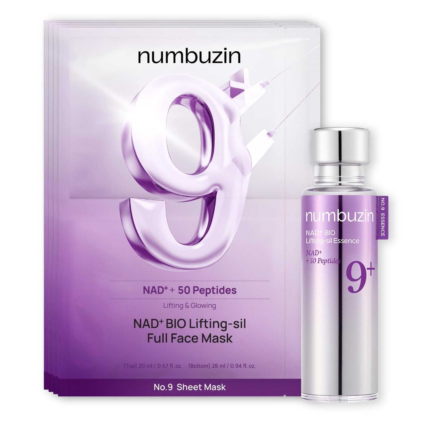 numbuzin No.9 NAD+ Bio-Lifting Duo | Essence + Sheet Mask Set for Firming, Wrinkles & Sagging Skin