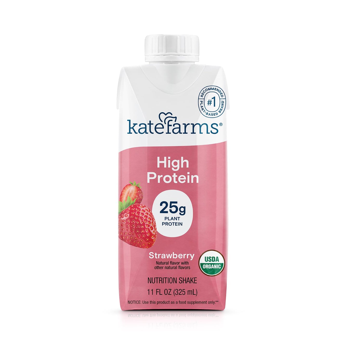 KATE FARMS Organic High Protein Chocolate Shake, 25g Protein, 12 Pack | High-protein organic shake with 25g protein, 6g fiber, 27 vitamins & minerals, and 0g sugar.