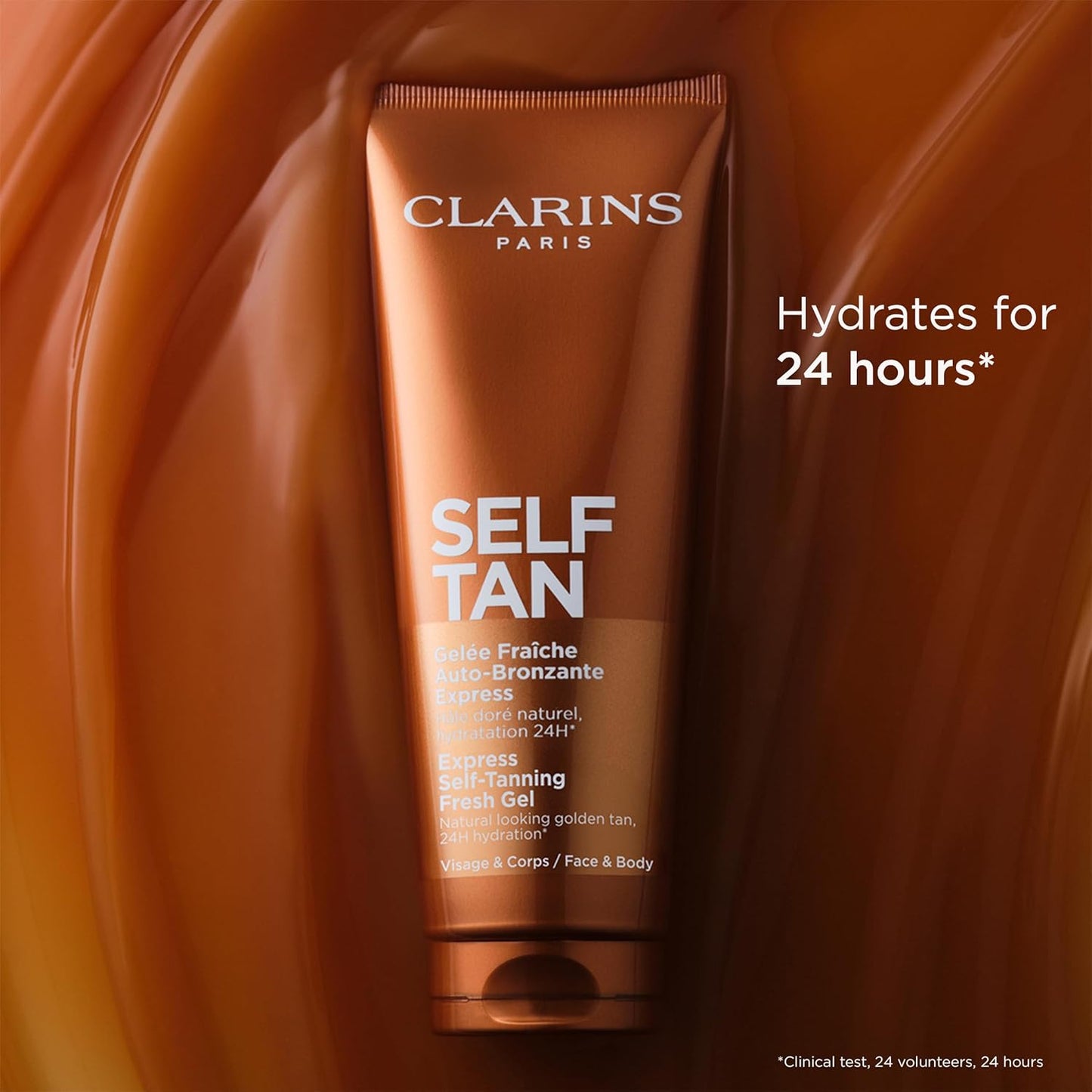 Clarins NEW Self-Tanning Gel | Quick Drying Self Tanner for Face and Body | Buildable, Streak-Free, Long-Lasting, Natural, Sun-Kissed Glow | 24H Hydration*| Contains Aloe Vera & Glycerin | 4.5 Ounces