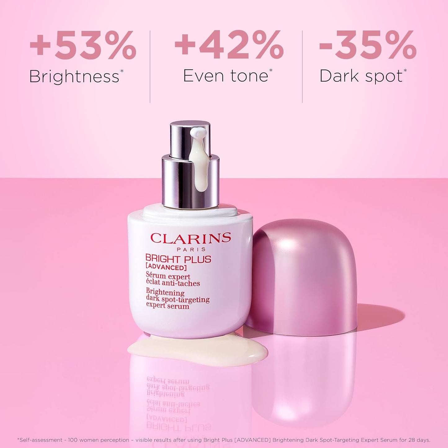 Clarins Bright Plus Serum | Visibly Brightens and Boosts Radiance | Evens Skin Tone | Targets Dark Spots | Contains Vitamin C and Niacinamide | All Skin Types | 1 Fluid Ounce