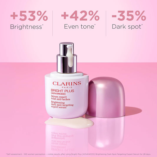 Clarins Bright Plus Serum | Visibly Brightens and Boosts Radiance | Evens Skin Tone | Targets Dark Spots | Contains Vitamin C and Niacinamide | All Skin Types | 1 Fluid Ounce