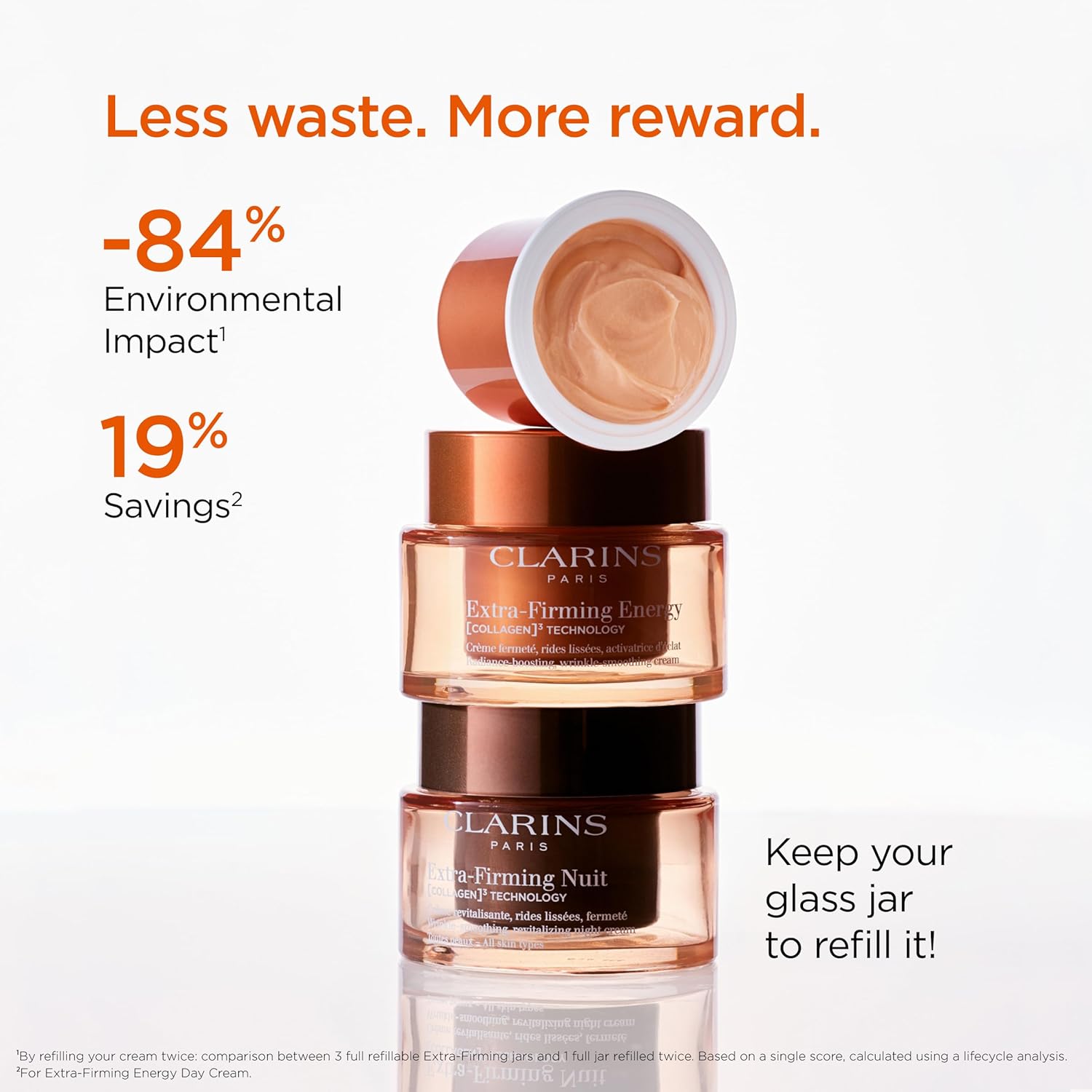Clarins NEW Extra-Firming Energy Face Moisturizer | 2-in-1 Firming and Radiance Boosting Anti Aging Face Cream | Contains Collagen Polypeptide & Niacinamide | Refillable | All Skin Types | 1.7 Ounces