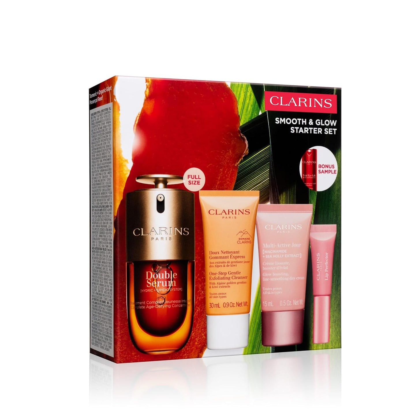 Clarins Smooth and Glow Starter Set | Amazon Exclusive 5-Piece Skincare Set | Includes Full Size Double Serum 1 Ounce | $105 for Value of $142