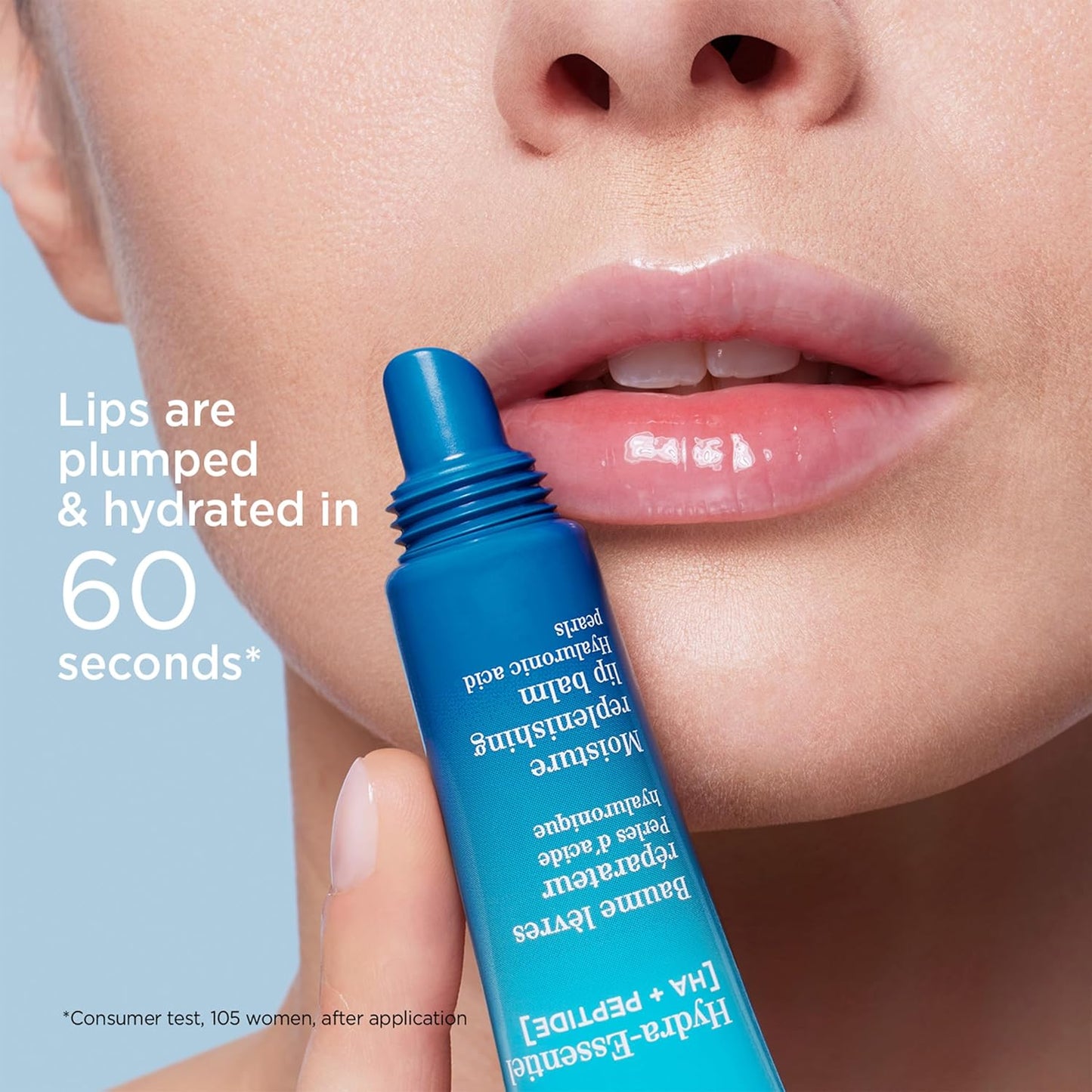 Clarins Hydra-Essentiel Moisture Replenishing Lip Balm | 60 Seconds to Plumper Skin* | 24H Hydration* | Contains Hyaluronic Acid + Plumping Peptides | All Skin Types | 0.5 Ounces