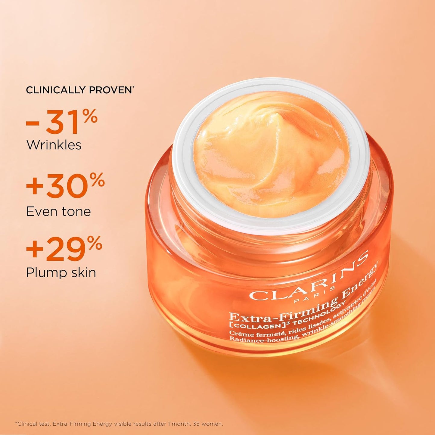 Clarins NEW Extra-Firming Energy Face Moisturizer | 2-in-1 Firming and Radiance Boosting Anti Aging Face Cream | Contains Collagen Polypeptide & Niacinamide | Refillable | All Skin Types | 1.7 Ounces